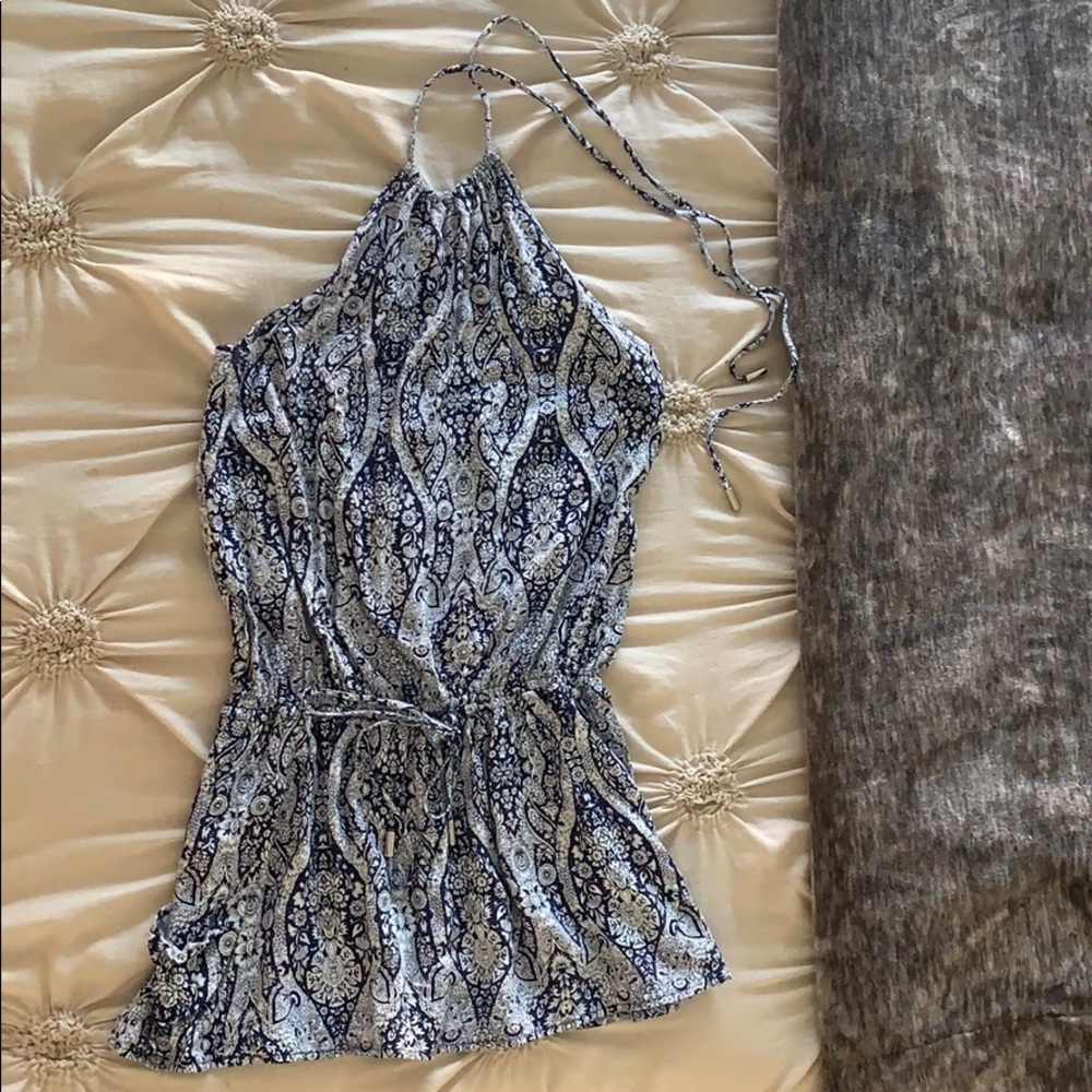 mahina blue and white paisley halter top/dress